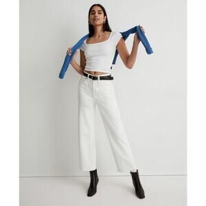 MADEWELL White The Perfect Vintage Wide-Leg Crop Jean NWT Size 32P